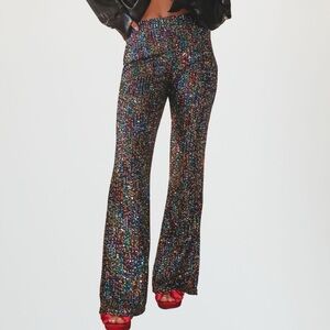 AMAZING LACE Galaxy Sequin Hugh Waist Flare Party Pants Size Medium